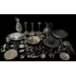 A collection of silver plate and pewter, including a collapsible stirrup cup, and an 830 stamped