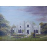 British School (early 20th century): front elevation of an English country house,