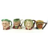 A group of four character jugs, modelled as Dickens' characters