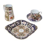 Four pieces of Royal Crown Derby, all 2451 pattern, comprising a milk jug, 12.5 by 9 by 14.5cm high,