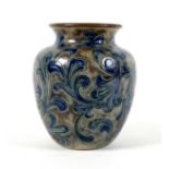 A Martin Brothers stoneware vase, late 19th century, of ovoid form with rounded rim, the body