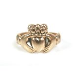 A 9ct gold Claddagh ring, size N, 4.3g.