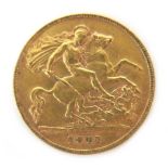 A George V gold half sovereign, 1911.