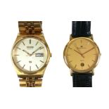 Two gentleman's wristwatches, comprising a Maurice Lacroix gold plated watch, gold dial, date