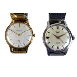 Two retro wristwatches, comprising an Accurist 9ct gold cased with 21 jewel movement, baton hour