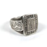 A Dutch 'mobilisatie' or mobilisation silver ring, inscribed with 'mobilisatie 1939' and the