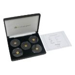 A Jubilee Mint 'The Pure 24-Carat Gold Proof Coin Collection', a cased set of five 24ct gold 11mm,