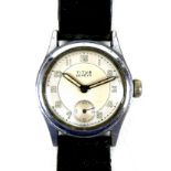 A Titus Geneve chrome plated gentleman's wristwatch, circa 1950, circular two tone dial with