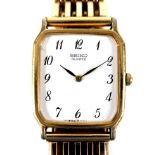 A Seiko gold plated and steel gentleman's wristwatch, with 9ct yellow gold strap, model 6530-5770