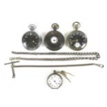 Four 19th century or later silver or steel cased pocket watches, comprising a 19th century