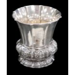 A George IV silver baluster form vase, with flared rim and armorial engraving, William Eaton, London
