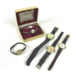 A collection of six retro watches, including an Ingersoll Triumph, a lady's Accurist, a lady's