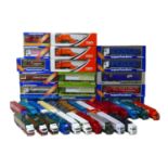 A collection of Corgi die-cast model trucks, including seventeen with original boxes, together