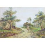 J. Matthewman (20th century): woodland landscape scene with a figure on a path, signed,