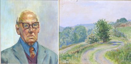 Eileen Elliott Fieldings (British 20th century): a portrait of Wilfrid Wood, oil on board, 40 by