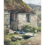 A. S. Boyd (British, 20th century): a study of ducks walking into a stone barn, signed, watercolour,