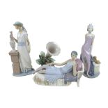 Three 1920s style Lladro lady figurines, comprising 'Lady Grand Casino', #5175, 34.5cm high; '