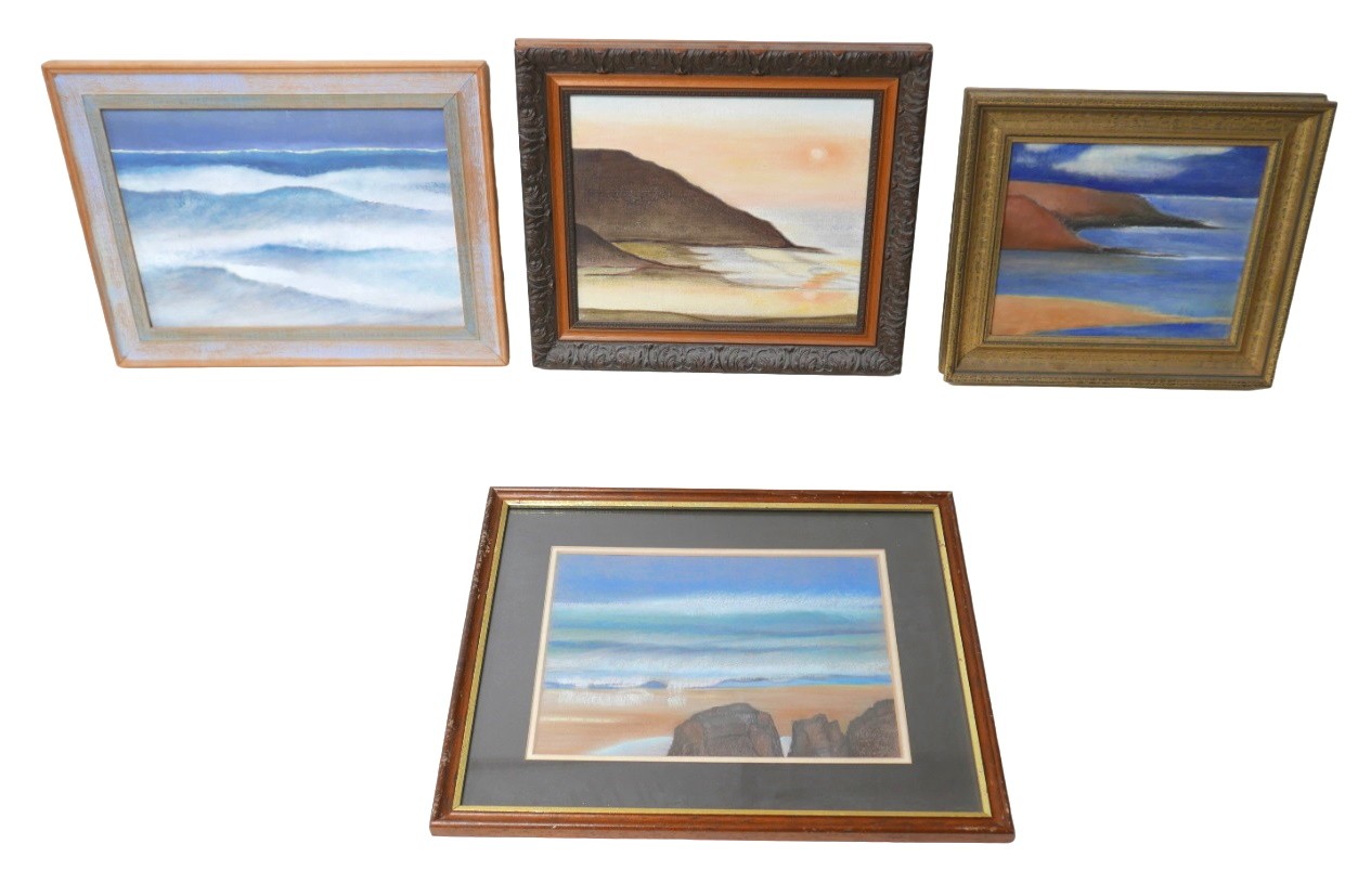 Pam Roberts (Welsh, late 20th century): four impressionistic seascapes, including three acrylic