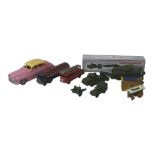A collection of die-cast toys, including a Dinky Supertoys 660 Tank transporter with box, a/f, a