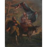 Continental School (18th century style): Flight to Egypt religious scene, oil on canvas, unsigned,