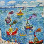 Simeon Stafford (British, b. 1956): 'The Fishing Fleet', oil on canvas, signed, titled verso, 99