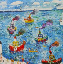 Simeon Stafford (British, b. 1956): 'The Fishing Fleet', oil on canvas, signed, titled verso, 99