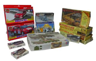 A collection of Airfix and Matchbuilder boxed models, with eight Airfix kits, including 1:25 scale