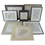 A collection of antique maps, comprising 'Western part of the Roman Empire', 47 by 40cm, glazed