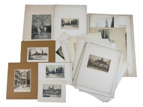 A collection of etchings by Walter Edwin Law (British, 1865-1942), includes thirty five loose artist