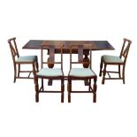 A 1950s oak draw leaf dining table, with baluster supports, 106 (166 extended) by 56 by 76cm high,