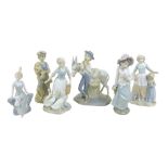 A group of Spanish figurines, including one Nao figurine, one Miquel Requena figurine, 'Ricardo',