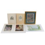 A group of etchings and prints, including two prints by Sir William Russell Flint, RA, two mounted