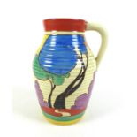 A Clarice Cliff 'Blue Autumn' Isis jug, single handled, circa 1930