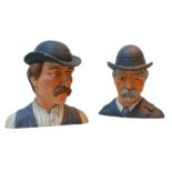 Harvey Gardiner (British, 20th century): two fibreglass busts of Edwardian gentlemen, designed for a