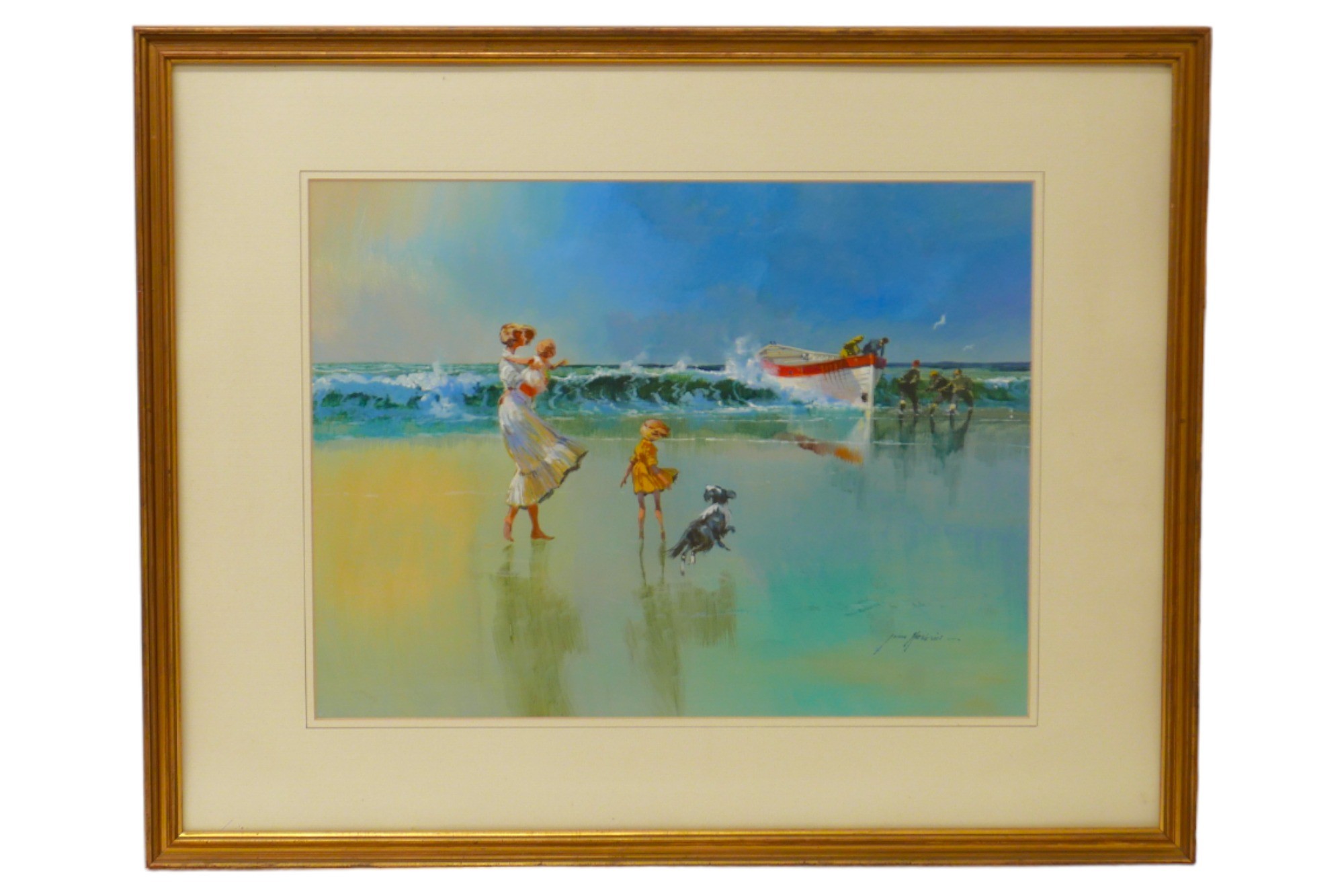 John Haskins (b. 1938) coastal scene 38.5 by 51.2 cm, glazed and framed 60 by 75.5cm. - Image 3 of 4