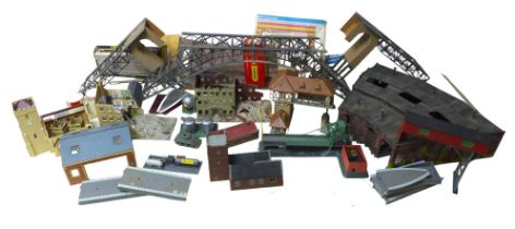A collection of Hornby railway buildings and accessories, some with original boxes. (qty)