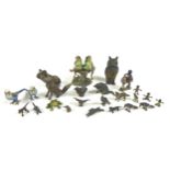 A collection of late 19th, early 20th century, cold painted bronze animal figures, including a '