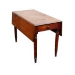 A 20th century mahogany Pembroke table, with twin drop leaves and single drawer, on turned legs, '
