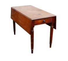 A 20th century mahogany Pembroke table, with twin drop leaves and single drawer, on turned legs, '