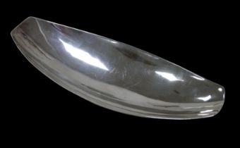 An ERII retro design silver serving dish, of narrow form, Albert Edward Jones, Birmingham 1964,