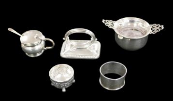 A collection of Victorian and later silver, including a silver handle from serving dish, William