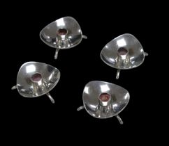 ##CATALOGUE AMENDMENT## Four 20th century Danish silver-plated small candle holders