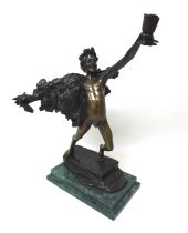 Giuseppe Renda (Italian, 1859-1939): 'Bacchus' (Prosit), circa 1903, a bronze sculpture, signed '