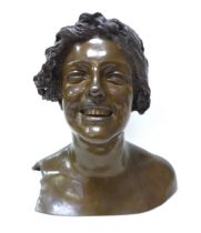 Giuseppe Renda (Italian, 1859-1939): 'Clara', a bronze bust, signed 'G. Renda' on rear left