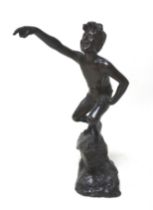 Giuseppe Renda (Italian, 1859-1939): 'Boy with arm raised' (Le Voila), circa 1908, a bronze