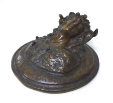 Giuseppe Renda (Italian, 1859-1939): 'Medusa' a bronze circular wall plaque/sculpture, signed 'G
