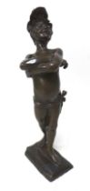 Giuseppe Renda (Italian, 1859-1939): 'Neapolitan boy urchin with monocle', a bronze sculpture,