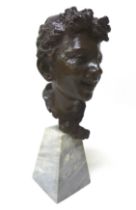 Giuseppe Renda (Italian, 1859-1939): 'Laughing Neapolitan boy' (La Risata), a bronze head and