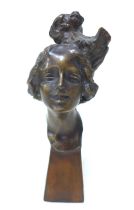 Giuseppe Renda (Italian, 1859-1939): 'Head of a girl bust' (Testa di Fanciullo), a bronze sculpture,