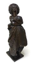 Giuseppe Renda (Italian, 1859-1939): 'Bather with stawboater' (Bagnante con paglia), a bronze